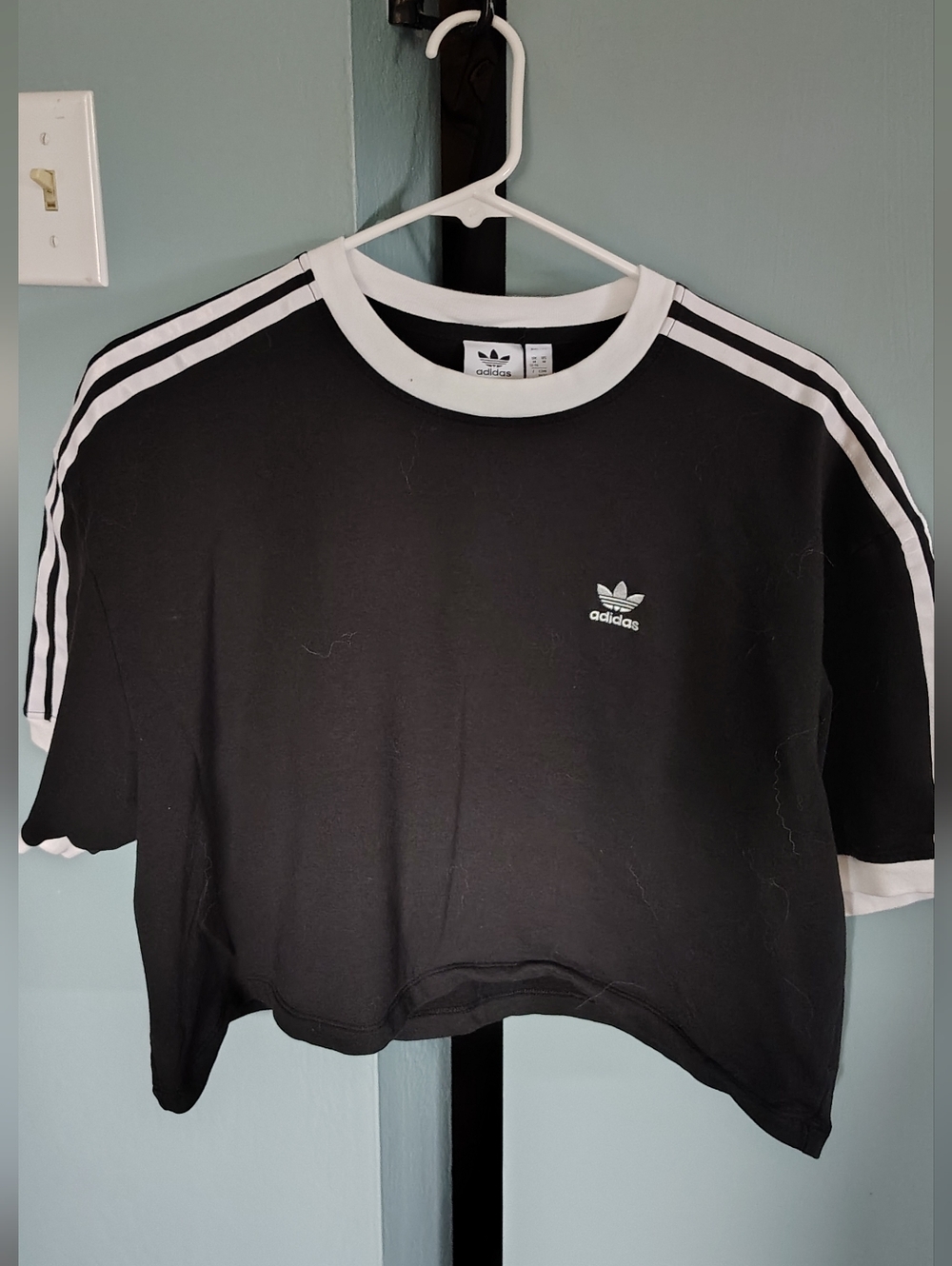 adidas Black and White Ribbed Collar Tee